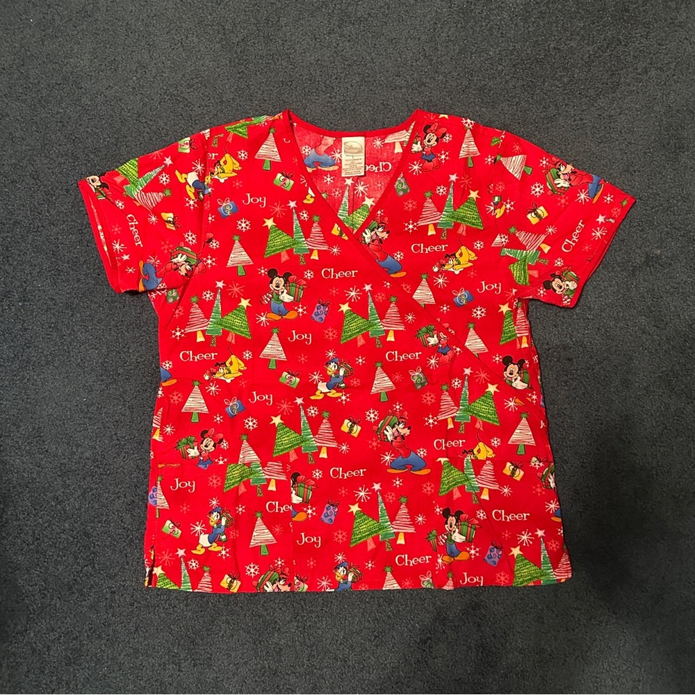 Disney Christmas Scrub Top